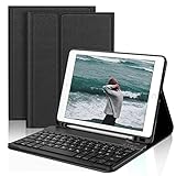 D DINGRICH Tastatur Hülle für iPad 6. Generation 2018, iPad 5. Generation 2017, iPad Pro 9.7 Zoll, iPad Air 2 & 1, Wireless Bluetooth QWERTZ Deutsch- Stifthalter- Schlaf/Wach