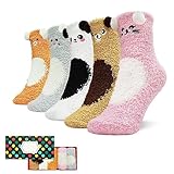 SISOSOCK Flauschige Socken für Damen, niedliche Katzenpfoten-Socken, für den Winter, flauschig, gemütlich, Hausschuh-Socken mit Geschenkbox für Frauen und Mädchen, Mehrfarbig, 37 EU