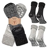 MOUNTREX Stoppersocken Wintersocken, Anti Rutsch Alpaka Socken, Wollsocken Damen Herren - Warme ABS Haussocken, Dicke Antirutschsocken - 2 Paar (Grau/Anthrazit - mit ABS, 43-46)