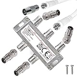 TronicXL 4fach IEC Verteiler Antennenverteiler TV Kabel Adapter Sat BK Splitter Kabelfernsehen 4-fach hd tauglich zb für Unitymedia Vodafone Netcologne Netaachen Netkassel Primacom Ewe Unicable DVBC