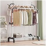 Haseller Floor Type Garment Rack, Kleiderstange, Kleiderständer Mit Unterem Regal, 59 Zoll Hoch,White,51inX17inX59in