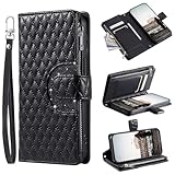 Tivenfezk Nadoli Glitzer Handyhülle für Xiaomi Redmi 13C PU Leder Hülle Wallet Case mit Handschlaufe Kartenhalter Reißverschluss Brieftasche Handytasche Schutzhülle