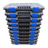 HASKYY Sortimentskoffer Sortimentskiste Sortimentsbox 10x Organizer XL - unterteilt und stapelbar - 345x249x50 mm Kleinteileschrank Werkzeugkiste Schraubbox Ablagefächer