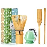 TEANAGOO MA-01 Japanisches Zubehör für die Matcha-Zeremonie, Matcha-Schneebesen (Chasen), traditionelle Schaufel (Chashaku), Teelöffel, Schneebesenhalter, das perfekte Set für die Zubereitung…