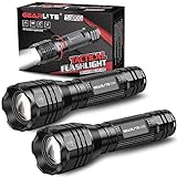 GEARLITE LED Taschenlampe Extrem Hell 2 Stück, Aluminium 4000 Lumen LED Taschenlampe Batteriebetrieben mit 5 Modi, IP65 Wasserdichte Handlampe Zoombar für Camping, Wandern, Outdoor, Notfall, Geschenk