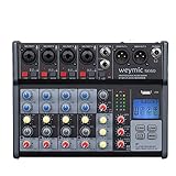 Weymic SE-60 Profi DJ Recording Mixer Bühne Karaoke Mixer mit USB-Laufwerk für Computeraufnahmeeingang, XLR-Mikrofonanschluss, 48V Stromversorgung (6-Kanal)