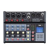 Weymic SE-60 Professioneller Mixer für DJ-Aufnahme, Bühne, Karaoke, Musik-App mit USB-Laufwerk für Computeraufnahme, XLR-Mikrofonanschluss, 48 V, Cinch-Ausgang (6 Kanäle)