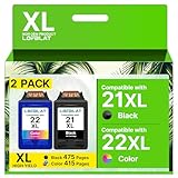 LOFBLAT 21 22 XL Druckerpatronen XL Ersatz für HP 21 22 Patronen für HP Deskjet F380 4180 D1455 2460 2430 2360 2330 1560 3930v 3940v PSC 1410v 1410xi 3180 Fax Officejet 4315 J3680 (2-Pack)
