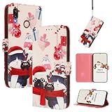U.DARELIKE Klappbar Hülle für Huawei P20 Lite PU Leder Handyhülle Tasche Flip Cover Hund Katze Weihnachten Schön Design Case mit Kartenfach Magnétique Schutzhülle für Huawei P20 Lite