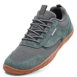 JUJIAOSO Unisex Breite Barfußschuhe für Herren Damen Outdoor Trail Running Minimalistische Walkingschuhe Leicht und Atmungsaktiv, Grau / Braun, 44 EU