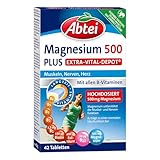 Abtei Magnesium 500 Plus Extra-Vital-Depot - hochdosiert - mit allen B-Vitaminen - für Muskeln, Nerven und Herz - Vegan - 42 Tabletten