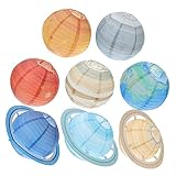 Lurrose 8 Stück Planet Paper Lantern Papierlaternen Dekoration Weltraumlaternen Hängende Laternen Hängendes Sonnensystem Partydekorationen Aus Galaxienlicht Stern Eisen