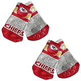 NFL Kansas City Chiefs Anti-Rutsch-Hundesocken mit elastischem geripptem Oberteil, Größe X-Small/Small Indoor/Outdoor Socken, bester Hundepfotenschutz, 2 Paar, cooles Welpenzubehör mit NFL Logo of