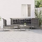 CIADAZ 6-TLG. Garten-Lounge-Set mit Kissen Grau Poly Rattan, Lounge Gartenmöbel Set, Terassenmöbel Wetterfest, Loungemöbel Terrasse, Gartenlounge, Garten Loungemöbel Set, 3187523