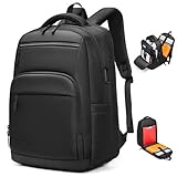 RONATELLI Smart-Rucksack, 17-Zoll-Laptop-Rucksack mit USB-Ladeanschluss, Reiserucksack, Handgepäckgröße, groß, Diebstahlschutz, für Büro, Arbeit, Uni, Schule, Flug, wasserdicht, für Männer, Frauen und