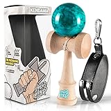 Kendama – Japanisches Holzspielzeug – Traditionelles Geschicklichkeitsspiel für Kinder & Erwachsene – Trainiert Reflexe & Geschick – Komplettset für Anfänger & Fortgeschrittene (Blau marmoriert)