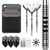 Accudart Dart-Set mit Stahlspitze, 7,0–85 % Wolfram-Barrel, gerillte Ringe für besseren Halt und Kontrolle, praktische Aufbewahrung und Schutz, Standard-Flights, Polycarbonat-Schäfte