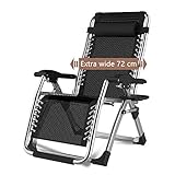 DQCHAIR Sonnenliege Klapp Schwerelosigkeit Stühle Liege Für Strand Terrasse Garten Camping Outdoor Tragbare Home Lounge Stuhl Unterstützt 200 kg Schwarz (Farbe : Without Cushions)