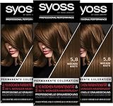 Syoss Color Coloration 5_8 Haselnuss Stufe 3 (3 x 115 ml), permanente Haarfarbe für bis zu 10 Wochen Farbintensität und 70% weniger Haarbruch*