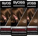 Syoss Color Coloration 5_8 Haselnuss Stufe 3 (3 x 115 ml), permanente Haarfarbe für bis zu 10 Wochen Farbintensität und 70 % weniger Haarbruch*