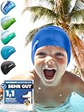 KIDVERSE Badekappe Kinder - Silikon Badehaube Kinder mit Anti-Rutsch-Noppen für optimalen Halt Kinder Badekappe - 100% wasserdicht - Badekappe für Kinder - Schwimmhaube Kinder