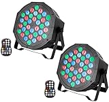 UKing 2 PCS RGB Akku LED Par Strahler Outdoor, Wiederaufladbare 36 LED Bühnenlicht mit Fernbedienung, 7CH Partylicht 7 Modi Lichteffekte für DJ Disco Hochzeit Weihnachten Bühnenbeleuchtung