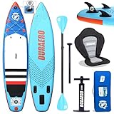 Aufblasbare SUP Board Set Stand Up Paddle Board mit Kayak, Tragfähigkeit 150 kg, Basis für Sportkameras, Abnehmbare Fischflossen,Double pagaie réglable, 330x76x15cm, Dunkelblau