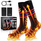 Beheizte Socken, BIBURY Wiederaufladbare Heated Socks Herren Damen, Fußwärmer Heizsocken 3 Einstellbarer Temperatur, 5000mAh Akku Fusswärmer Elektrisch Warme Socken für Skifahren Outdoor Hiking Riding