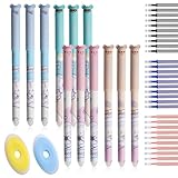 HOMEJOY 12 Stück Tintenroller Radierbar Cartoon Ink Pen Magic Rub Gel Stift Radierbarer Kugelschreiber Süße stifte mit 0.5mm 30 Nachfüllungen Erasable Pen Set für Kinder und Erwachsene