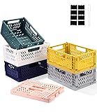 Klappbox 6er Pack Körbe Aufbewahrung Zusammenklappbarer Tragbar Aufbewahrunskisten Bunt aufbewahrungskiste Geeignet für Küche, Bad, Büro, Schlafzimmer, Klassenzimmer, Schrank, Schublade