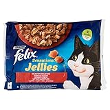 FELIX Sensations Jellies Köstliche Auswahl in Gelee (Rind/Tomate & Huhn/Karotten) 4 x 85 g