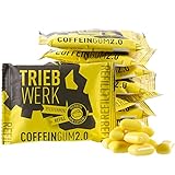 TRIEBWERK Koffein Kaugummi, 50mg Koffein pro Gum, Pfefferminz-Geschmack, 100 Stück, +Vitamin B12 (10x Refill)