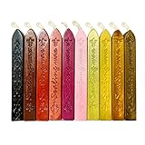 10 Stück Retro Siegelwachs, Siegelwachsstäbe mit Dochten, wachssiegel für Vintage Siegellack Stempel und Brief,Einladungen,Paket (10 Stöcke)