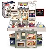 Fisca Mini Küche Spielset für Kleinkinder 3 4 5 Jahre, 37 Stück Spielhaus Küche Set mit Kochherd Tischplatte, Realistische Küche Zubehör für Jungen und Mädchen Ideal Spielhaus Spielset Geschenk