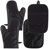 Rosenstein & Söhne 4er-Set Silikon-Anti-Rutsch-Ofenhandschuhe, Versandrückläufer