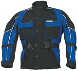 RO431k Kinder Motorradjacke mit Reflektoren und Weitenverstellung, blau, schwarz, Größe M