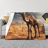 Ultraweiche Micro-Fleece-Decke, Wüstensand, Kamelmuster, für alle Jahreszeiten, warme Decke für Bettwäsche, Sofa und Reisen