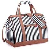 Lekesky Reisetasche Damen, Weekender Damen Klein mit Schuhfach, Großes Öffnungsdesign, 33L Kliniktasche Geburt für Reisen, Airline, Arbeit, Strand oder Freizeit (Blau Gestreift)