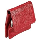 GoBago Damenbörse Echt Leder Damen Geldbörse Knipsbörse Bügelbörse Geldbeutel (Rot)