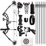 SERfawnCH Compoundbogen Jagdbogen 30-70 LBS einstellbar Schwarz Erwachsene Pfeile Set Sportbogen Komplettset 320fps