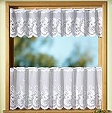 heimtexland Gardine Scheibengardine als Set mit handgebogter Blumen Bordüre aus edlem Jacquard - Ökotex …auspacken, aufhängen, fertig! Vorhang Typ72