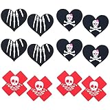 TECHPLUS Halloween Brustwarzenabdeckungen | 6 Paar Totenkopf gemusterte Brustwarzen-Pasties | Einweg-BH-Pads für Frauen | No Show Brust Rot