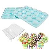 Cake Pop Silikonform, 20 Runde Lollipop form Silikon Cake Pop Backform Cake Pop Formen Backen Cakepopsform mit 100 Stück Cake Pop Sticks, für Süßigkeiten, Schokolade, Hard Candy, Antihaftbeschichtet