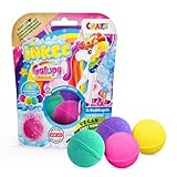 INKEE Galupy Unicorn - 4 Badebomben Kinder, Einhorn Badekugeln 4x 50g, Kaugummi-Aroma & Jojobaöl