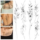 Leesgel Blumenranken Temporäre Tattoos, 12 Klebetattoos Erwachsene, Wasserdicht Tattoo