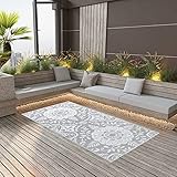 ARKEM Outdoor-Teppich Hellgrau 190x290 cm Teppich Wohnzimmer Vorzeltteppich Balkon Teppich Vorzimmer Teppich PP