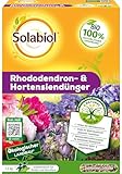 Solabiol Rhododendron- & Hortensiendünger, Spezialdünger mit Sofort- und Langzeitwirkung für Rhododendron, Hortensien und andere Moorbeetpflanzen, 1,5 kg, gelb