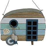 TW24 Vogelhaus Holz Wohnwagen mit Modellwahl Nistkasten Vogelfutterhaus Futterhaus Futterstelle für Vögel Vogelfutterstation (Muschel)