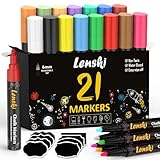 Lenski 21 Kreidestifte für Tafel Abwaschbar, Einschulung Mädchen, Stifte 6MM Kreidestifte für Fenster, Whiteboard Kreidemarker Fensterstifte Fenstermalstifte Tafelstifte Fensterkreide Glasmalstifte