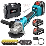 Avhrit Akku Winkelschleifer 125 mm, 21V Winkelschleifer mit 2PCS 4.0Ah Akkus & Ladegerät, 9000RPM Bürstenloser Motor Metallschleifer, 8 Trennscheiben, 4 Fächerscheiben zum Schneiden, Rostentfernung